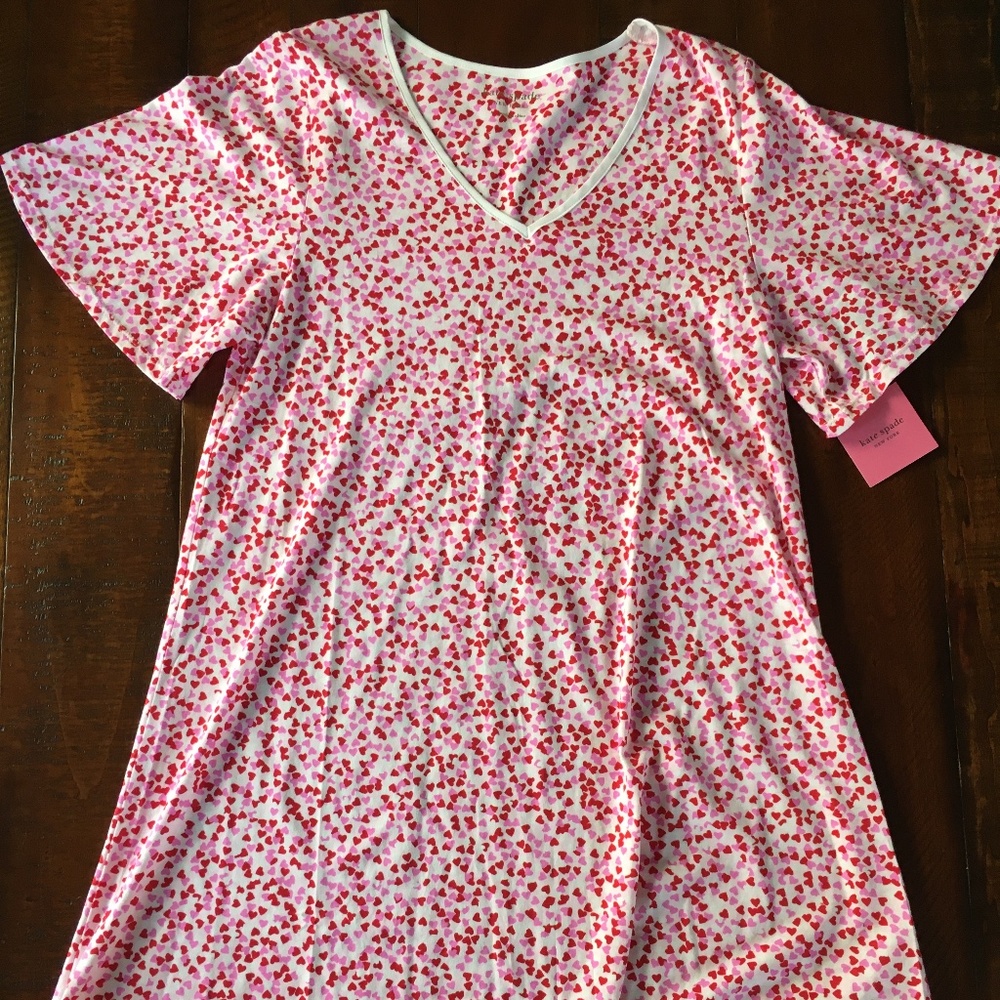 New kate spade Hearts Pajama Top Dress Sleepwear S